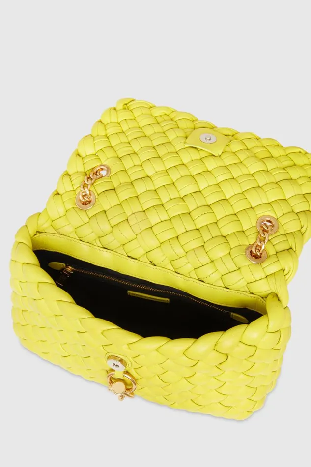 Rebecca Minkoff Shoulder Bags Edie Woven Shoulder Bag Citronantique Brass 8211 Handbags