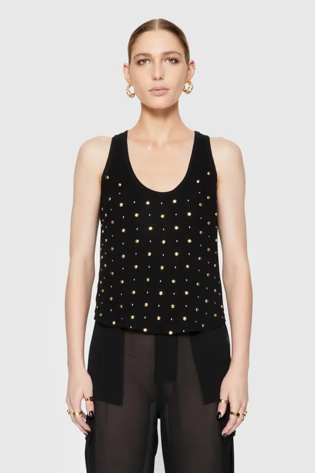 Rebecca Minkoff Tops Bridget Embellished Tank True Black 8211 Clothing