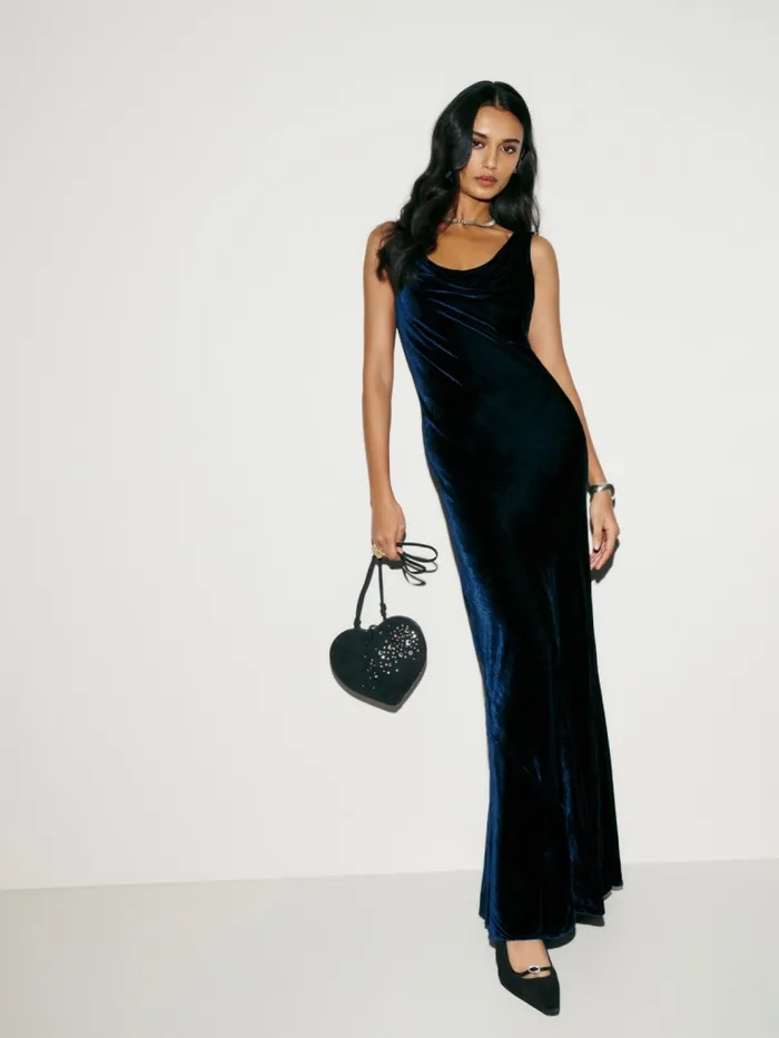 Reformation Dresses Annabelle Velvet Dress Midnight 8211 Women