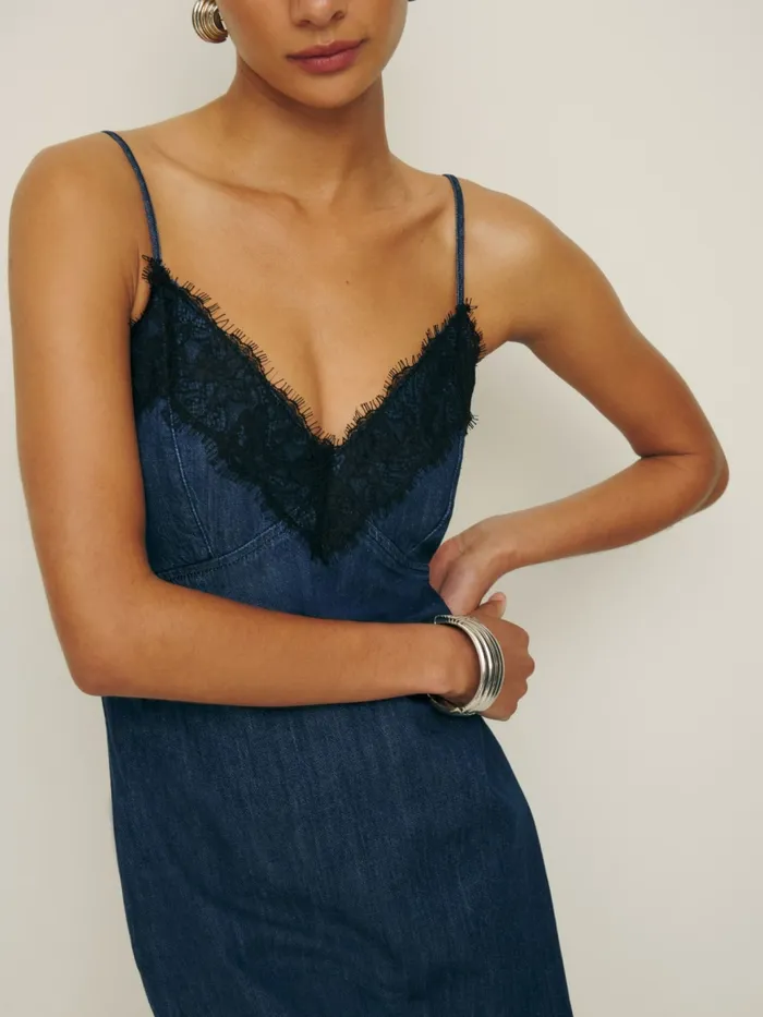 Reformation Dresses Athena Denim Midi Dress Austin 8211 Women