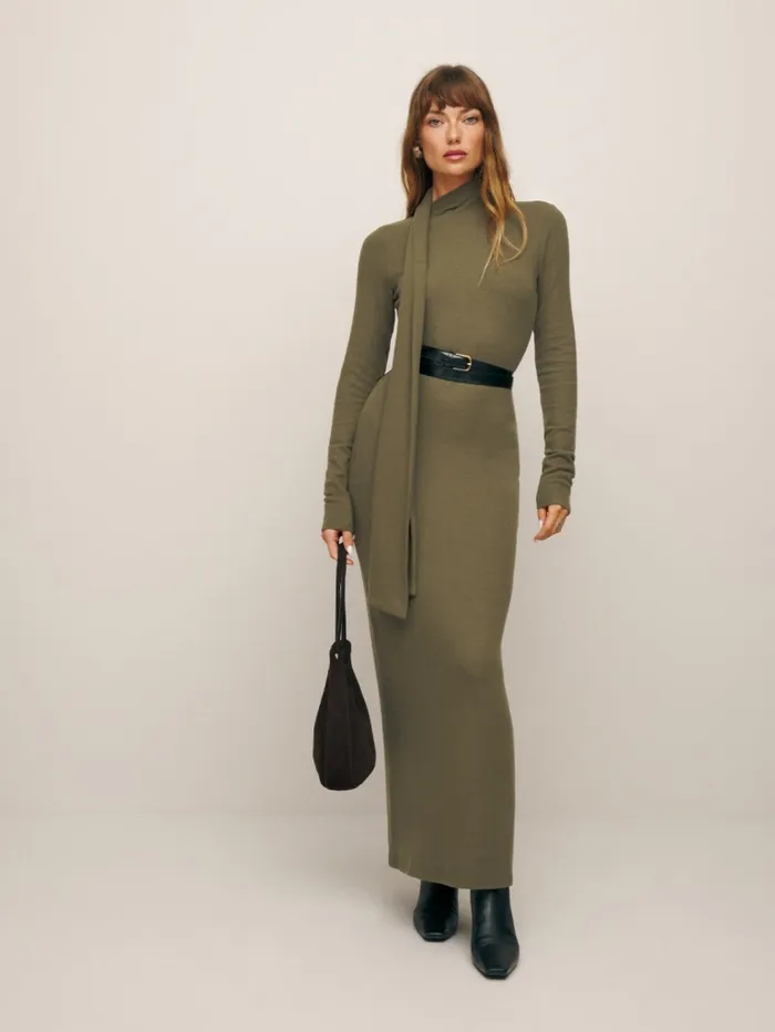 Reformation Dresses Azure Knit Dress Dark Olive 8211 Women