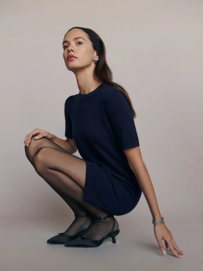 Reformation Dresses Bell Cashmere Mini Dress Navy 8211 Women