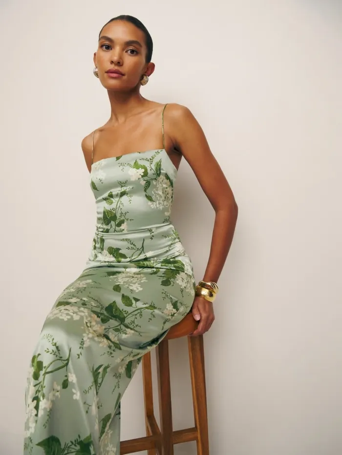 Reformation Dresses Frankie Silk Dress Tea Garden 8211 Women
