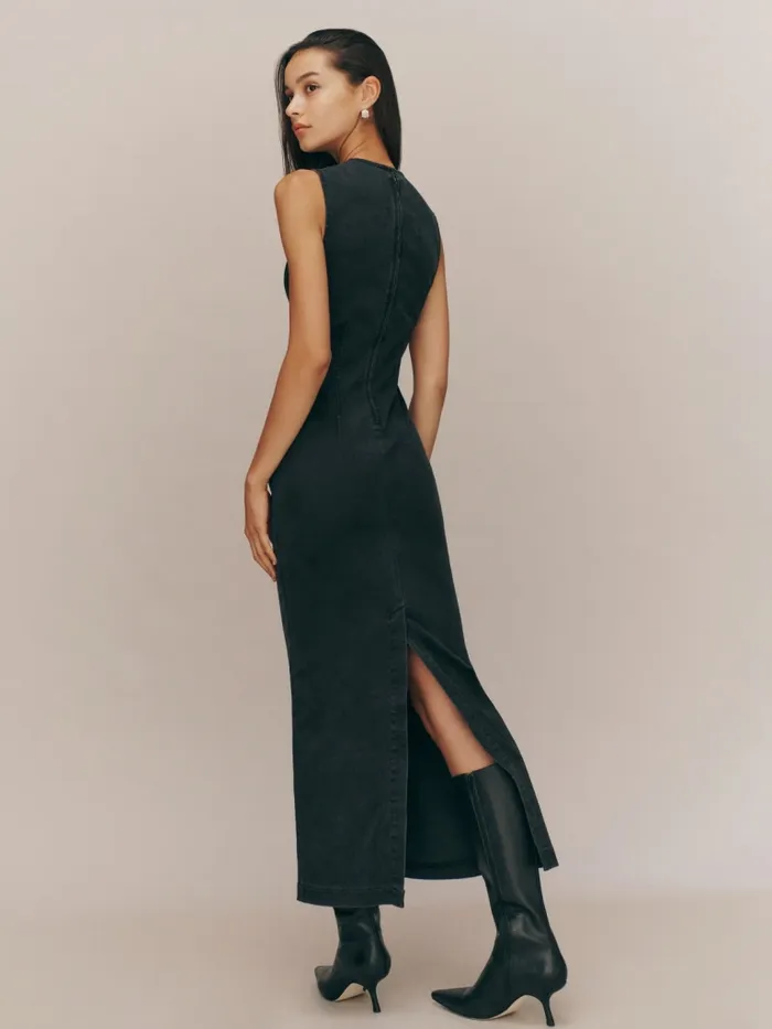Reformation Dresses Kendi Denim Midi Dress Washed Black 8211 Women