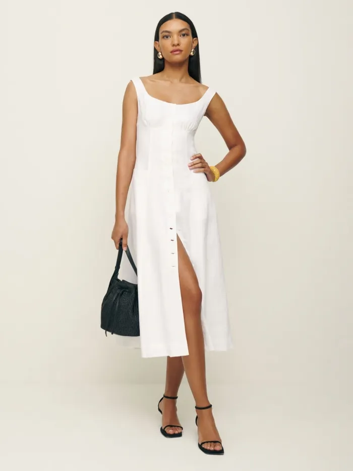 Reformation Dresses Louisa Linen Dress White 8211 Women