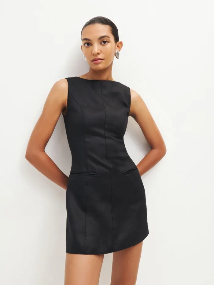 Reformation Dresses Petites Citron Linen Dress Black 8211 Women