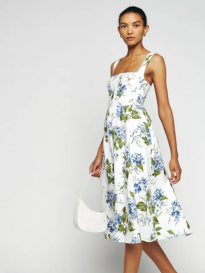 Reformation Dresses Petites Tagliatelle Linen Dress Riviera 8211 Women