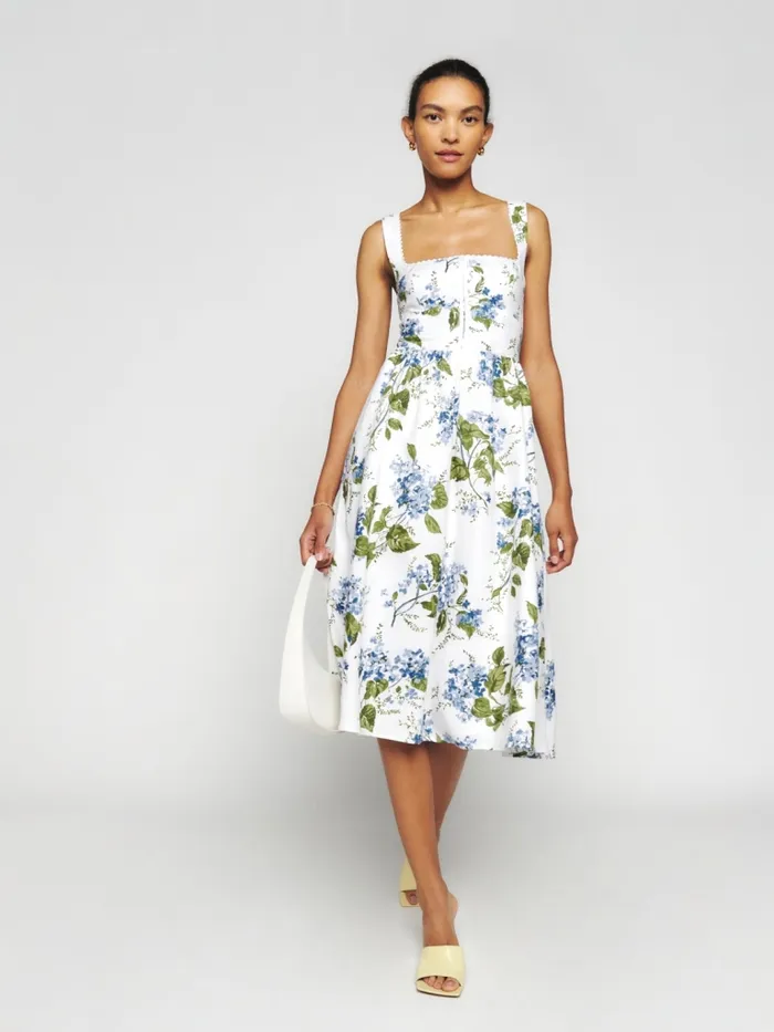 Reformation Dresses Petites Tagliatelle Linen Dress Riviera 8211 Women