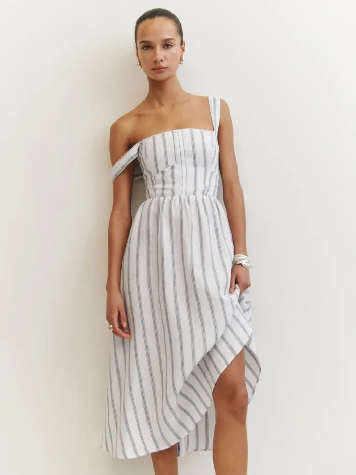 Reformation Dresses Tagliatelle Linen Dress Harbor Stripe 8211 Women