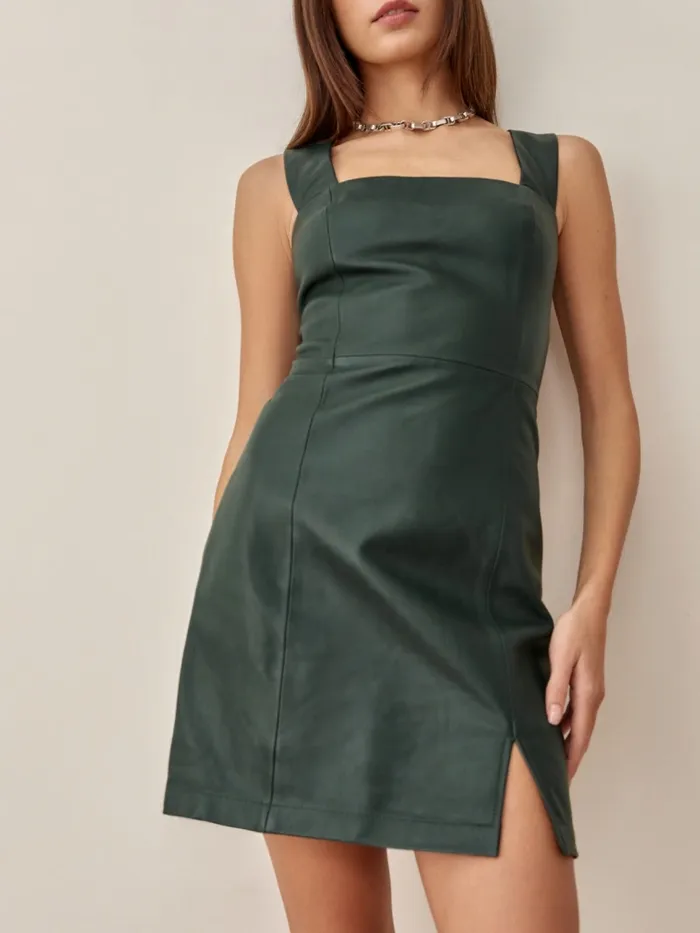Reformation Dresses Veda Austin Leather Mini Dress Bottle Green 8211 Women Reformation Dresses Veda Austin Leather Mini Dress Bottle Green 8211 Women