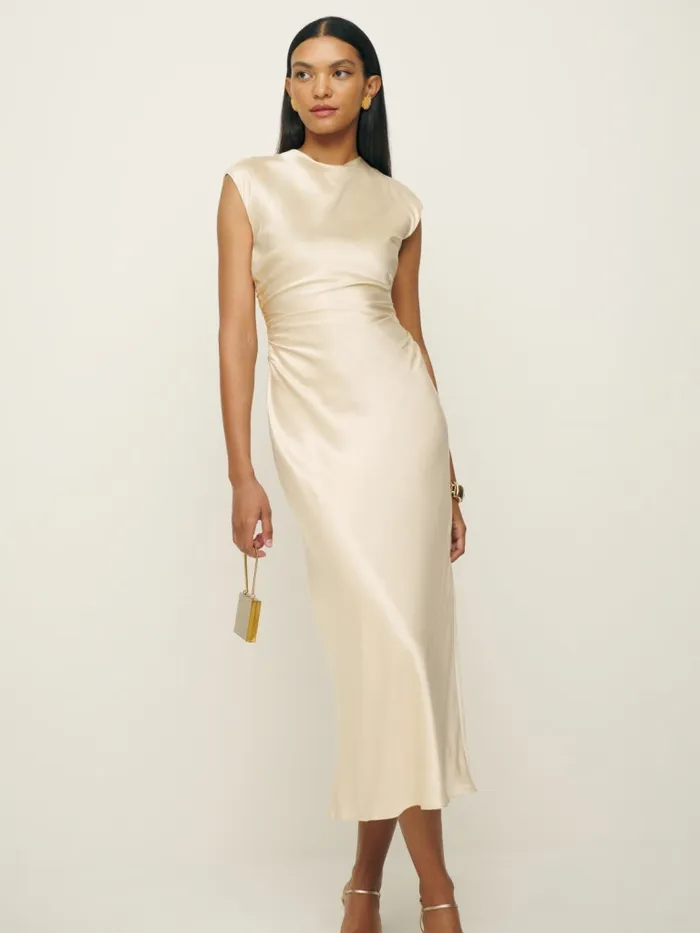 Reformation Dresses Veida Silk Dress Almond 8211 Women