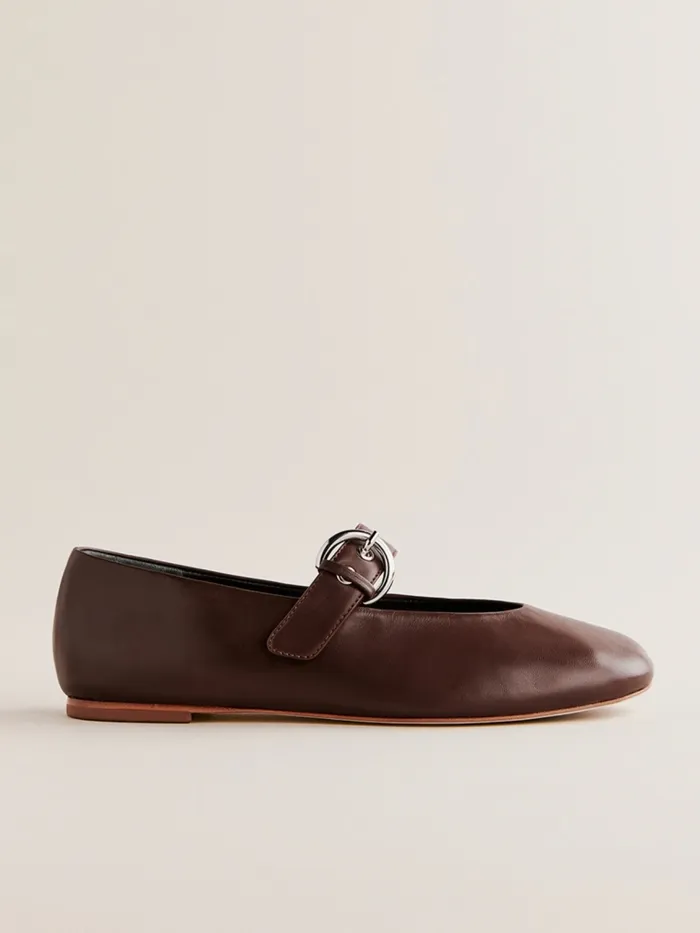 Reformation Flats Bethany Ballet Flat Chestnut Leather 8211 Women