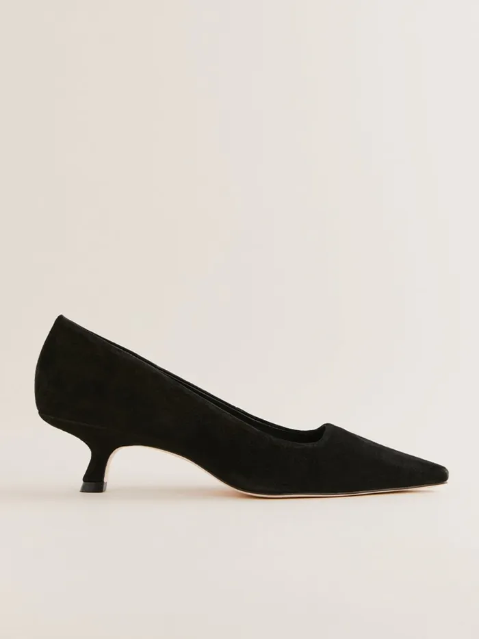 Reformation Heels Nickie Kitten Heeled Pump Black Suede 8211 Women Reformation Heels Nickie Kitten Heeled Pump Black Suede 8211 Women