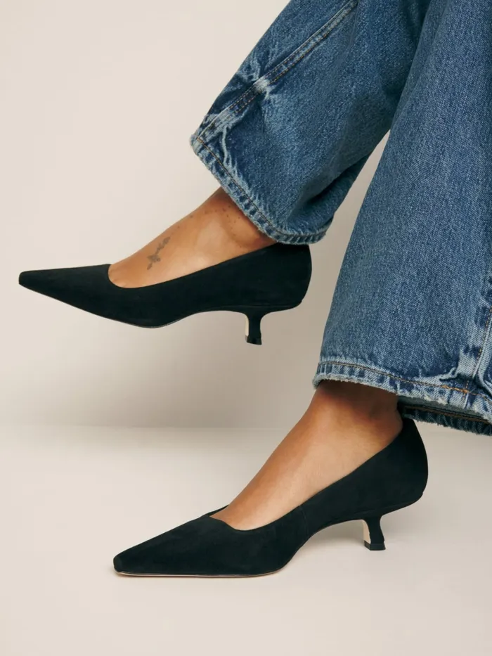 Reformation Heels Nickie Kitten Heeled Pump Black Suede 8211 Women Reformation Heels Nickie Kitten Heeled Pump Black Suede 8211 Women