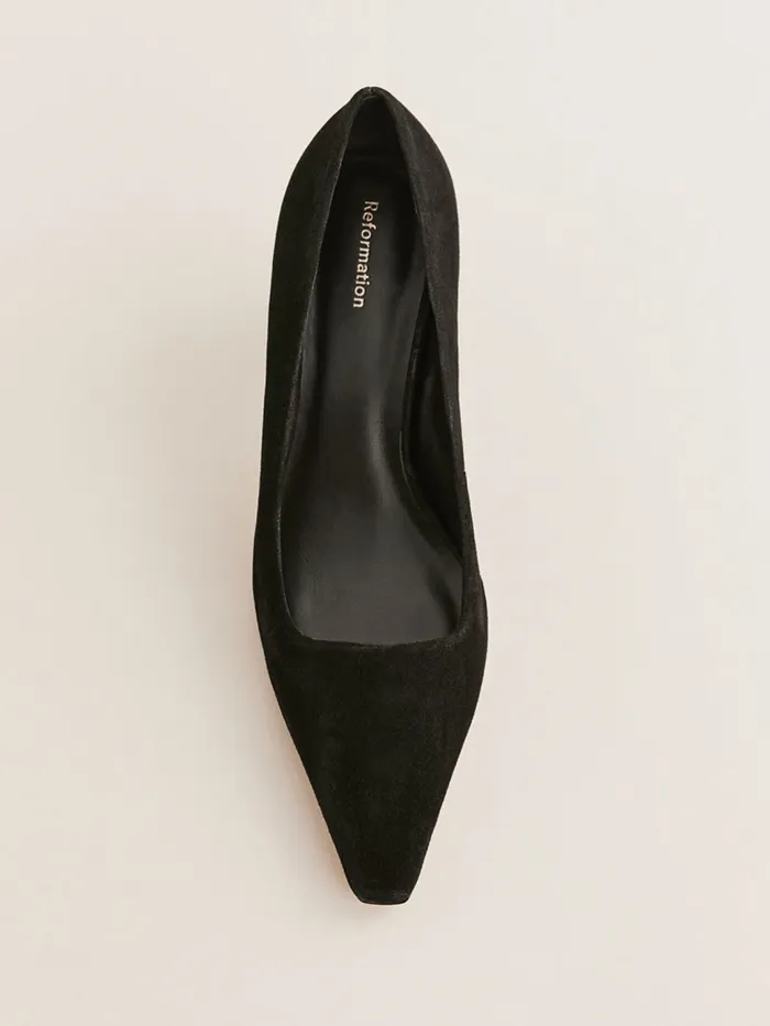 Reformation Heels Nickie Kitten Heeled Pump Black Suede 8211 Women Reformation Heels Nickie Kitten Heeled Pump Black Suede 8211 Women