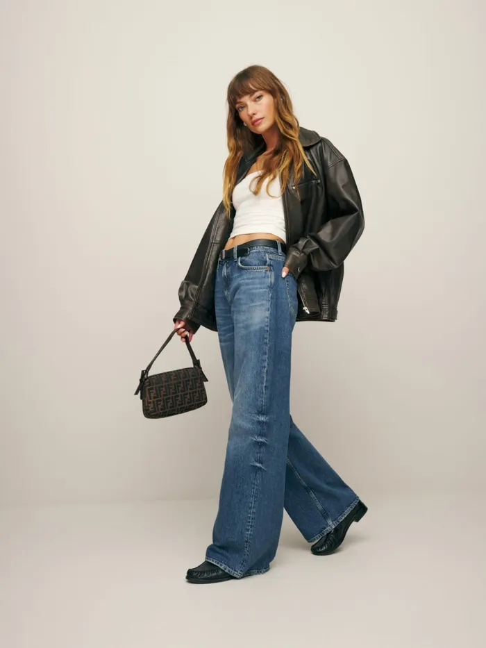 Reformation Jeans Cary Low Rise Slouchy Wide Leg Jeans Myrtle 8211 Women