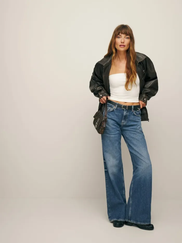 Reformation Jeans Cary Low Rise Slouchy Wide Leg Jeans Myrtle 8211 Women