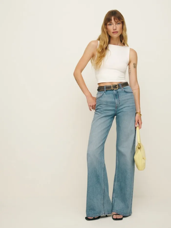 Reformation Jeans Cary Stretch High Rise Slouchy Wide Leg Jeans Malta 8211 Women Reformation Jeans Cary Stretch High Rise Slouchy Wide Leg Jeans Malta 8211 Women