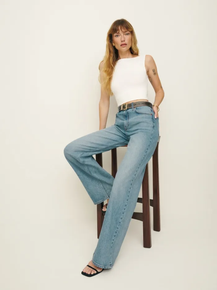 Reformation Jeans Cary Stretch High Rise Slouchy Wide Leg Jeans Malta 8211 Women Reformation Jeans Cary Stretch High Rise Slouchy Wide Leg Jeans Malta 8211 Women