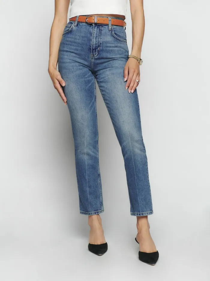 Reformation Jeans Liza Ultra High Rise Straight Cropped Jeans Malta 8211 Women