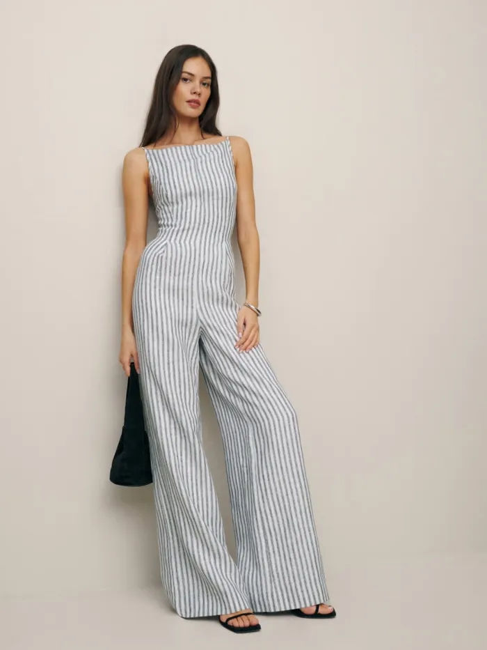 Reformation Jumpsuits Ciara Linen Jumpsuit Antibes Stripe 8211 Women