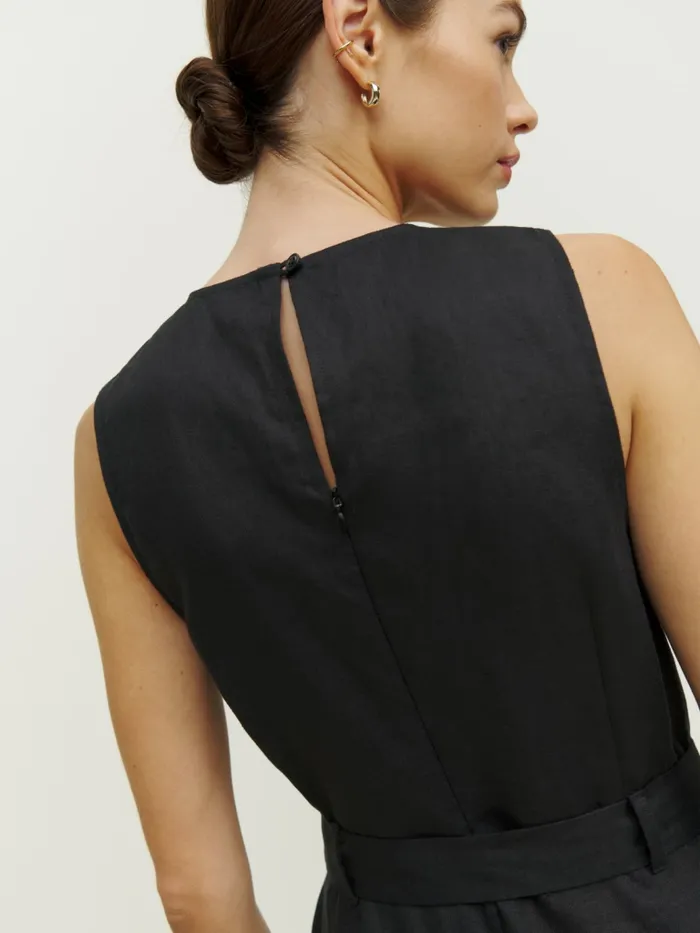 Reformation Jumpsuits Naomi Linen Jumpsuit Black 8211 Women