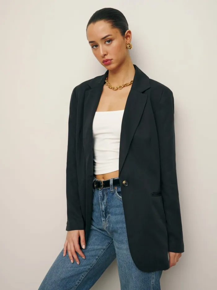 Reformation Outerwear The Classic Relaxed Blazer Black 8211 Women