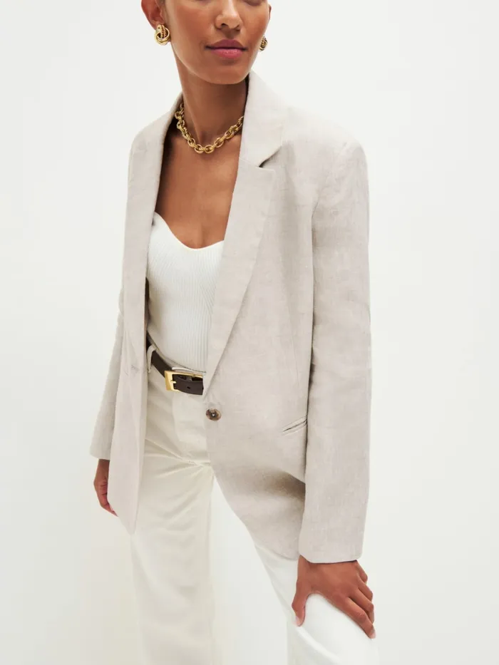 Reformation Outerwear The Classic Relaxed Linen Blazer Oatmeal 8211 Women Reformation Outerwear The Classic Relaxed Linen Blazer Oatmeal 8211 Women