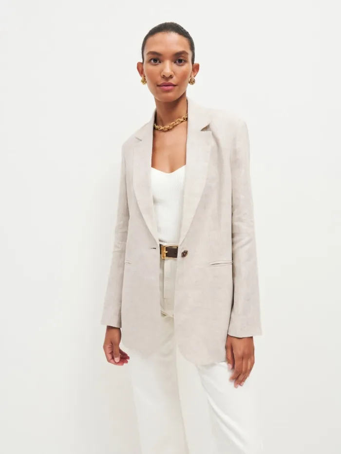 Reformation Outerwear The Classic Relaxed Linen Blazer Oatmeal 8211 Women Reformation Outerwear The Classic Relaxed Linen Blazer Oatmeal 8211 Women