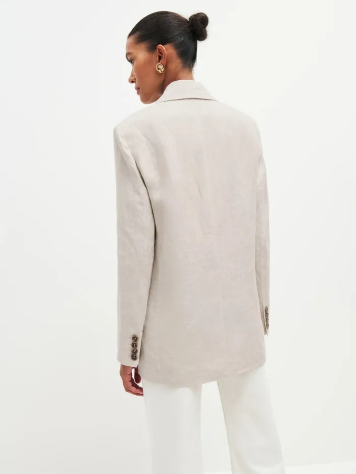 Reformation Outerwear The Classic Relaxed Linen Blazer Oatmeal 8211 Women Reformation Outerwear The Classic Relaxed Linen Blazer Oatmeal 8211 Women