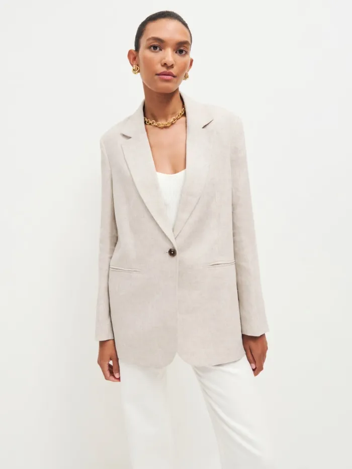 Reformation Outerwear The Classic Relaxed Linen Blazer Oatmeal 8211 Women Reformation Outerwear The Classic Relaxed Linen Blazer Oatmeal 8211 Women