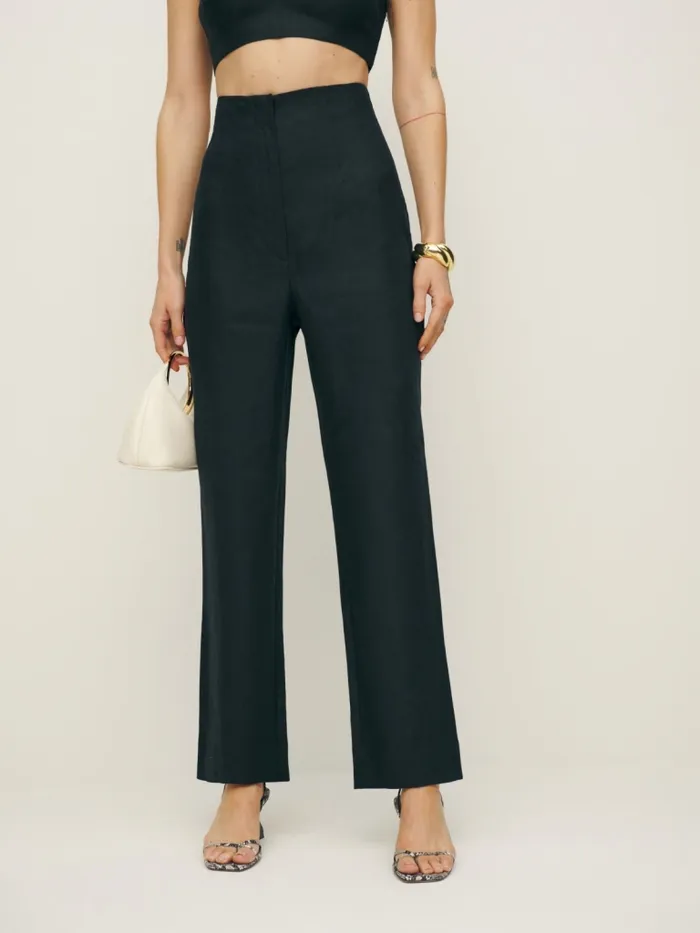 Reformation Pants Colton Linen Pant Black 8211 Women