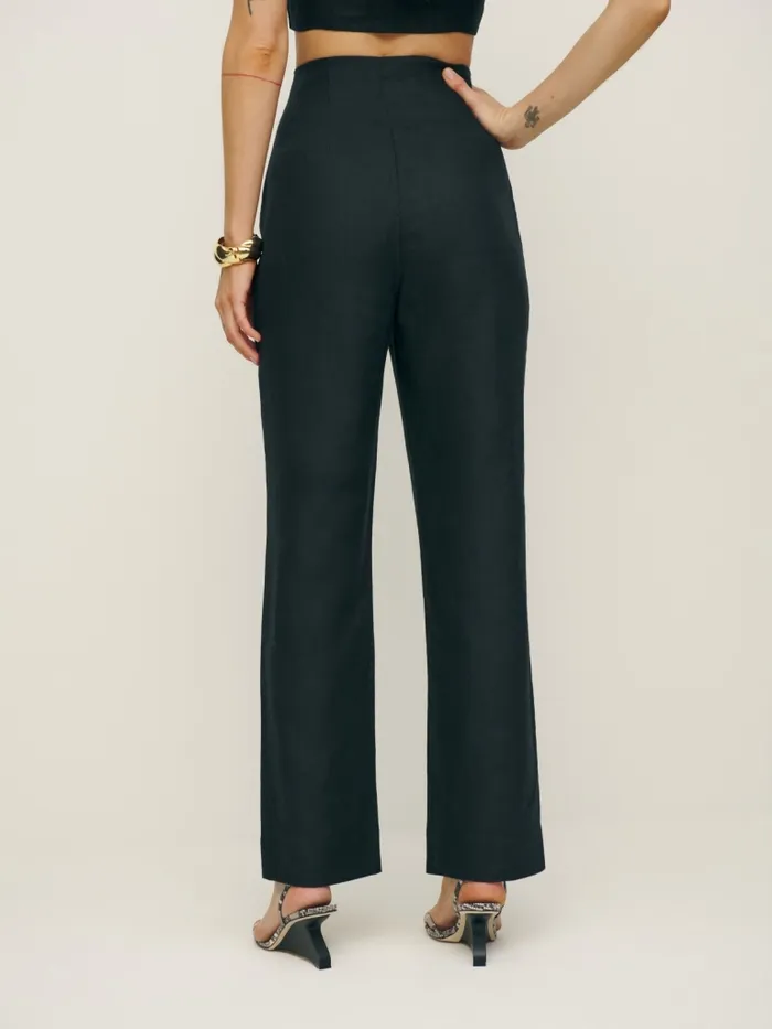 Reformation Pants Colton Linen Pant Black 8211 Women