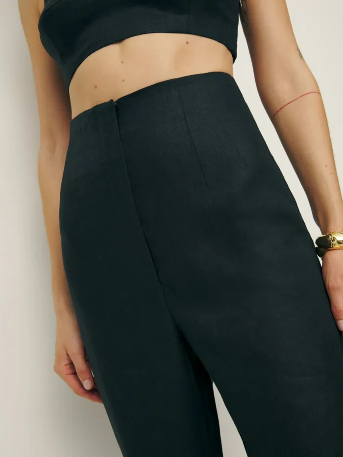 Reformation Pants Colton Linen Pant Black 8211 Women