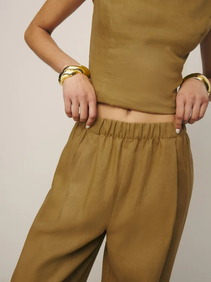 Reformation Pants Fernando Wide Leg Linen Pant Ginger 8211 Women