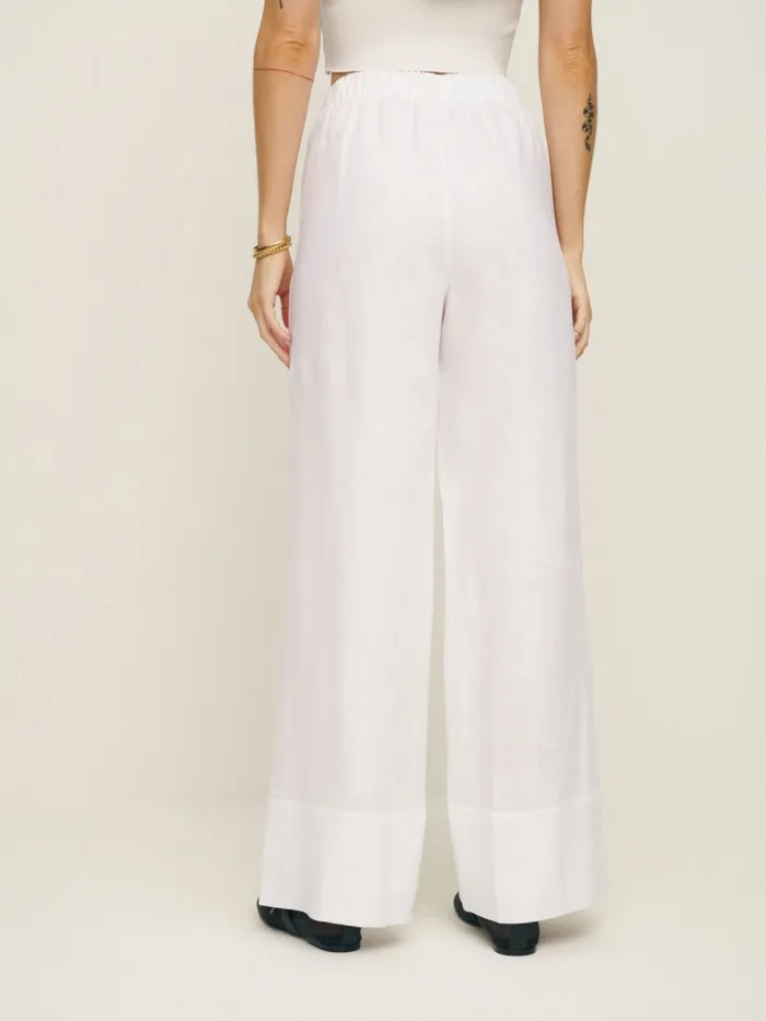 Reformation Pants Fernando Wide Leg Linen Pant White 8211 Women