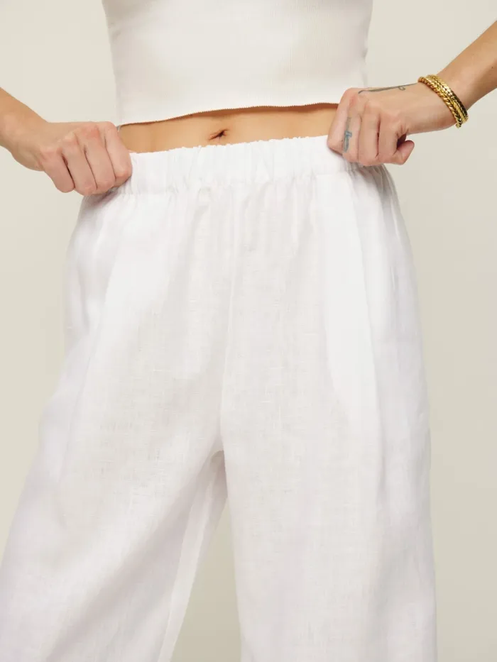 Reformation Pants Fernando Wide Leg Linen Pant White 8211 Women