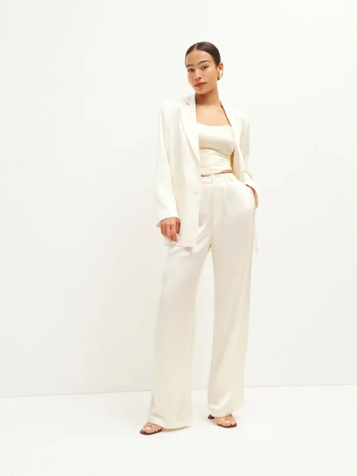 Reformation Pants Mason Satin Pant Fior Di Latte 8211 Women