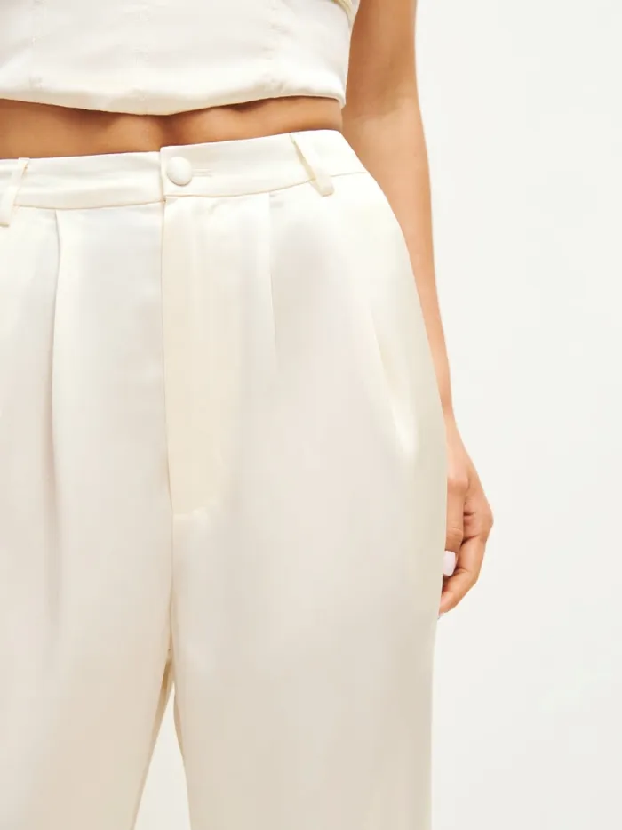 Reformation Pants Mason Satin Pant Fior Di Latte 8211 Women