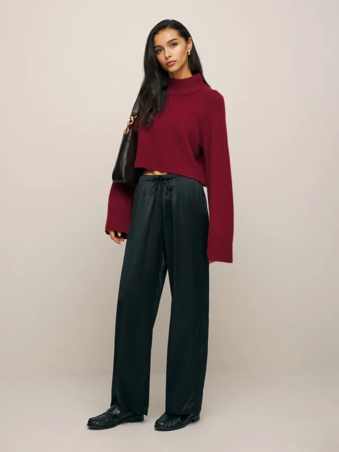 Reformation Pants Olina Silk Pant Black 8211 Women