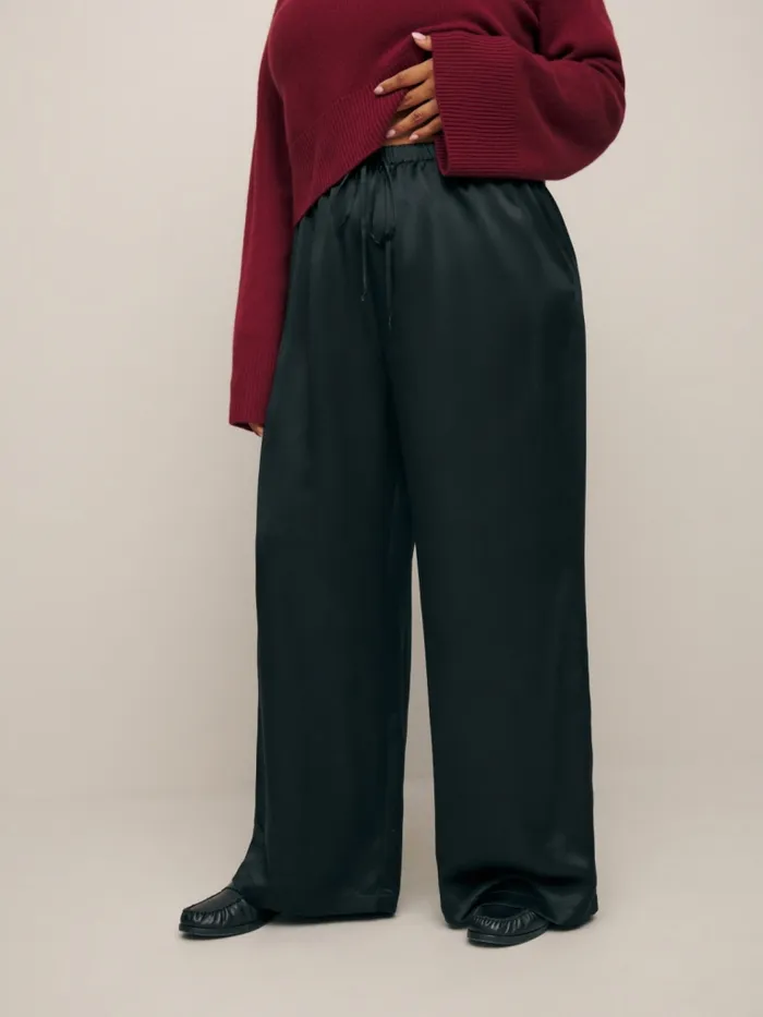 Reformation Pants Olina Silk Pant Es Black 8211 Women