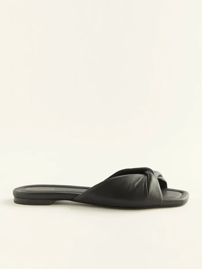 Reformation Sandals Mikki Twist Flat Sandal Black 8211 Women Reformation Sandals Mikki Twist Flat Sandal Black 8211 Women
