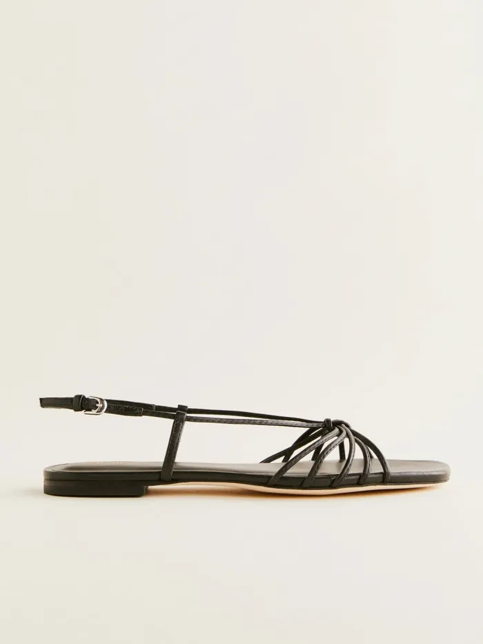 Reformation Sandals Milligan Flat Sandal Black Leather 8211 Women