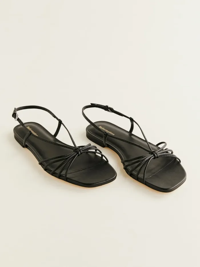 Reformation Sandals Milligan Flat Sandal Black Leather 8211 Women