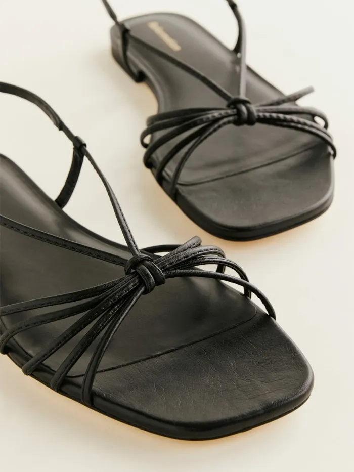 Reformation Sandals Milligan Flat Sandal Black Leather 8211 Women