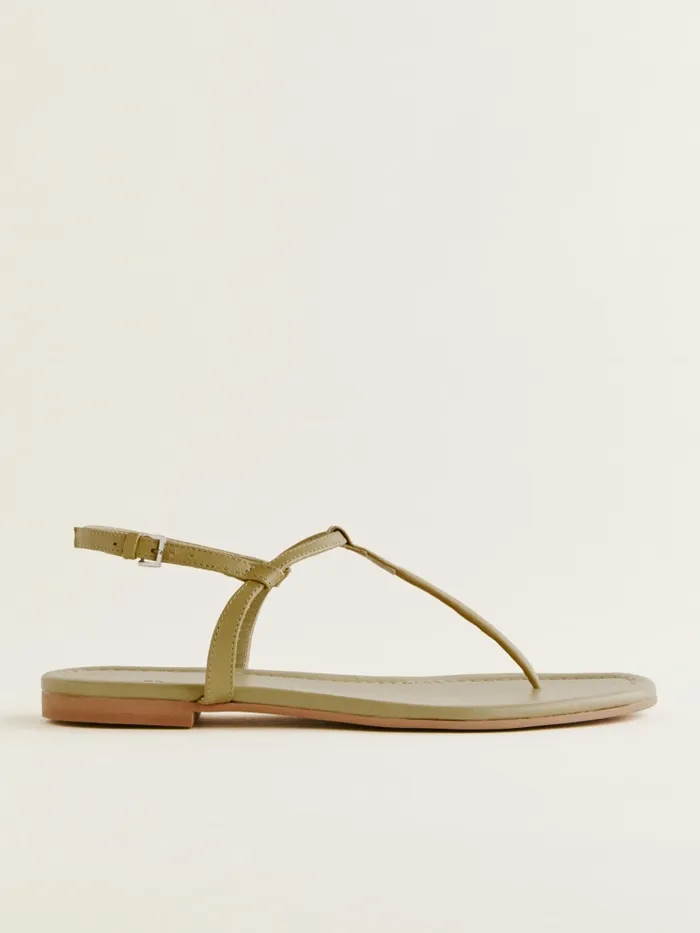 Reformation Sandals Thea Tstrap Flat Sandal Cerignola Leather 8211 Women