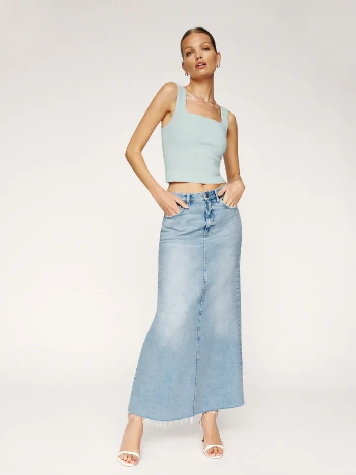 Reformation Skirts Kass Maxi Denim Skirt Bowen 8211 Women