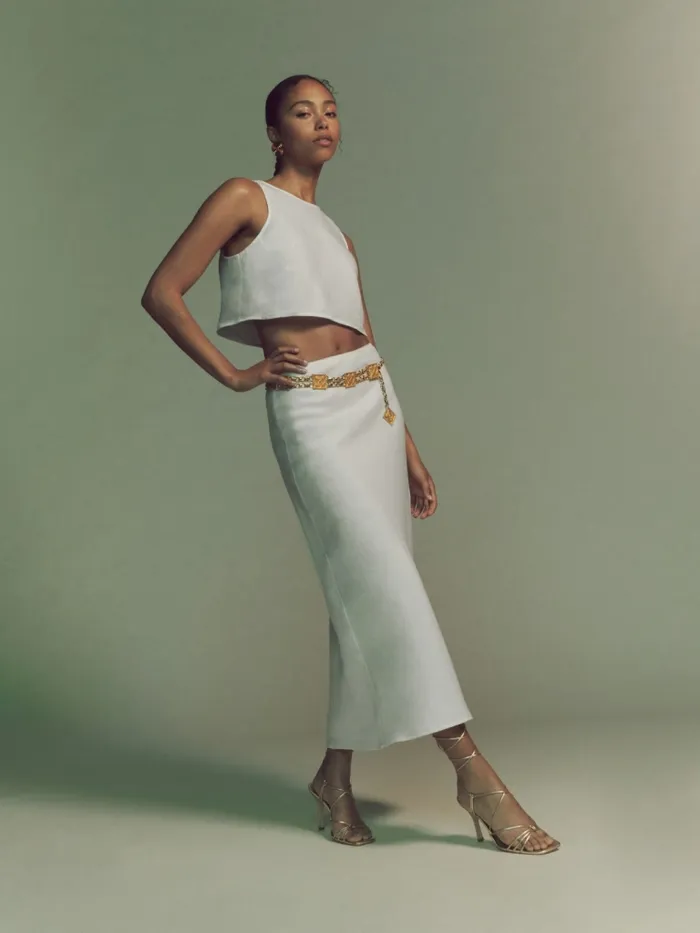 Reformation Skirts Petites Layla Linen Skirt White 8211 Women