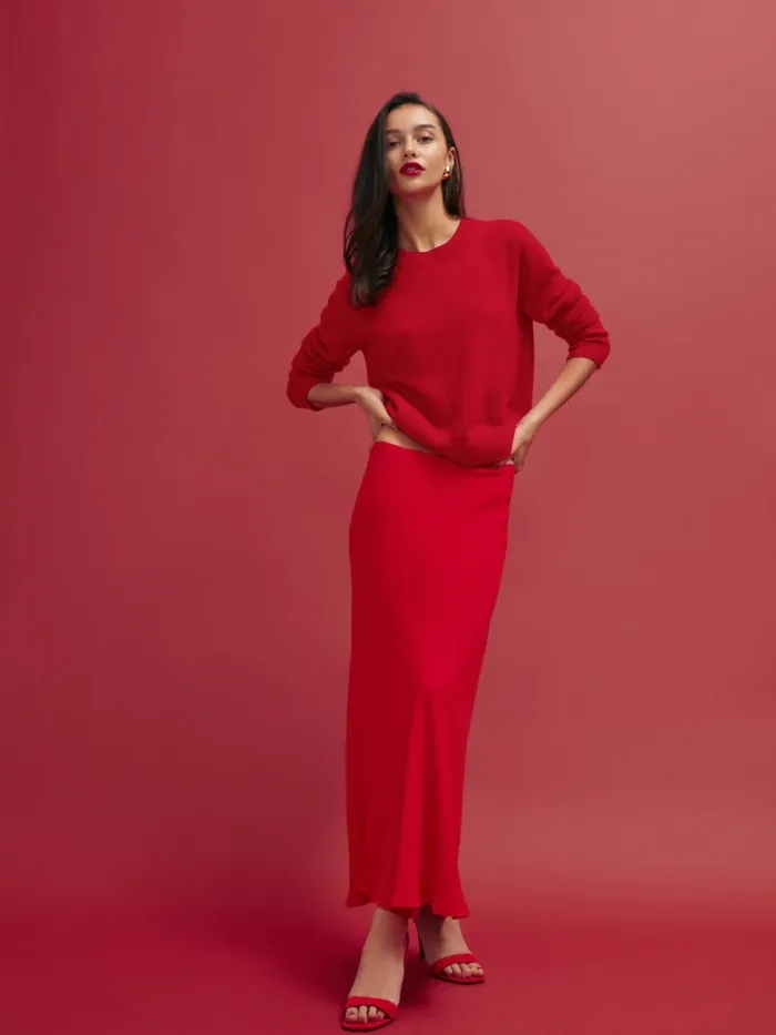Reformation Skirts Petites Layla Skirt Poinsettia 8211 Women