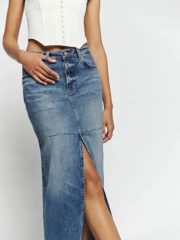 Reformation Skirts Tazz Maxi Denim Skirt Hemlock 8211 Women Reformation Skirts Tazz Maxi Denim Skirt Hemlock 8211 Women